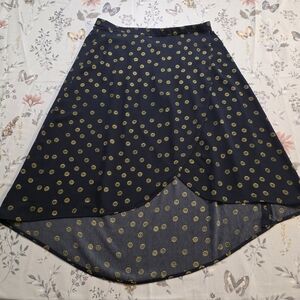 J.Crew Daisy Print High-Low Wrap Skirt XL Navy Yellow Floral Boho Cottagecore